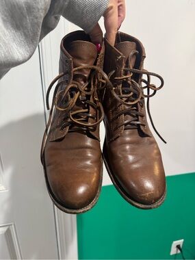 Men's Brown FRYE Leather Lace-Up Boots